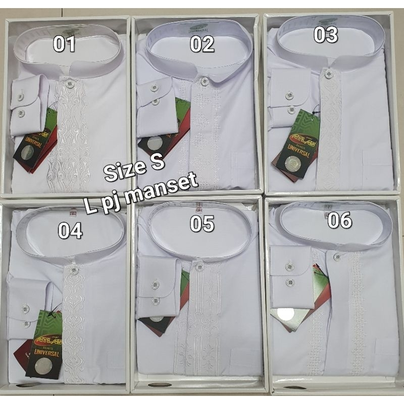 koko ATLAS Baju koko universal lengan panjang manset warna putih solid asli original pria dewasa fas