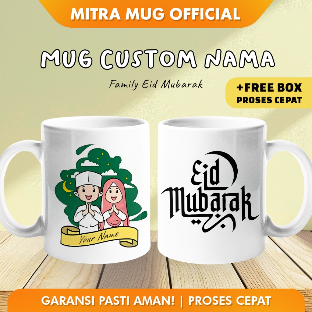 Custom Mug Idul Fitri Lebaran Souvenir Edisi Tema - Family Eid Mubarak