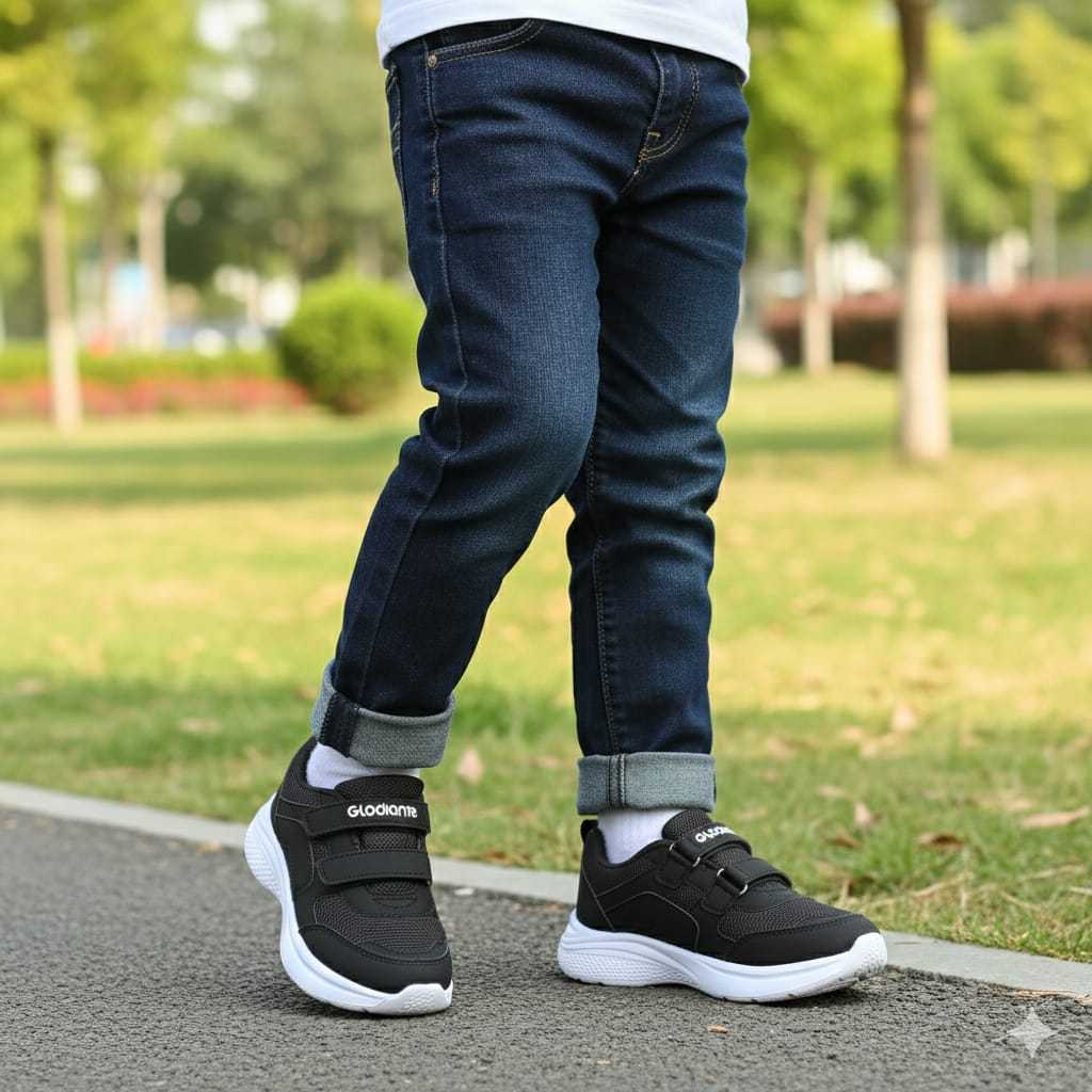 SEPATU ANAK MODEL PEREKAT/ SEPATU SEKOLAH ANAK PREPET / GLODIANTE ANAK LAKI & PEREMPUAN VELCRO BNIB