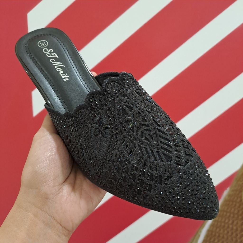 sandal bustong pesta wanita hak 3 cm