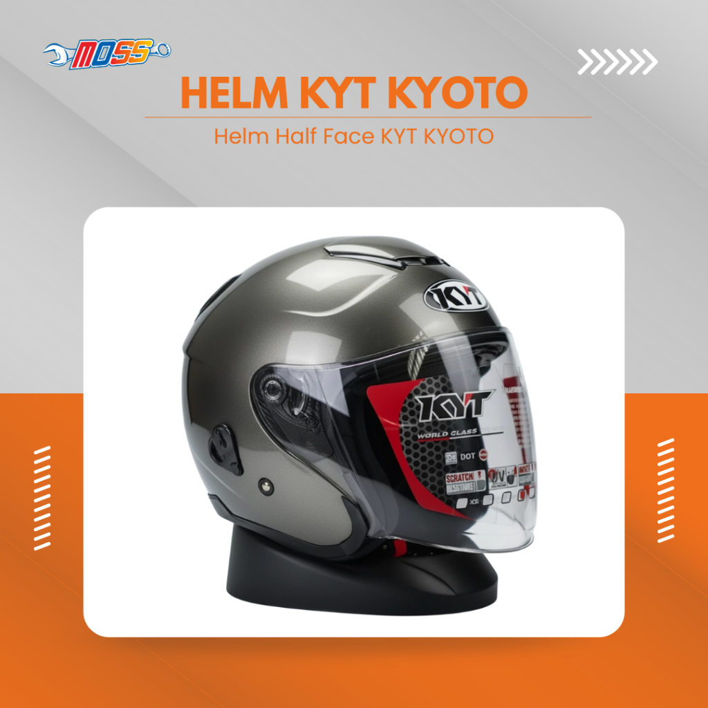 HELM HALF FACE KYT KYOTO SOLID GUNMETALL | HELM HALF FACE KYT | 100% ORIGINAL PRODUCT