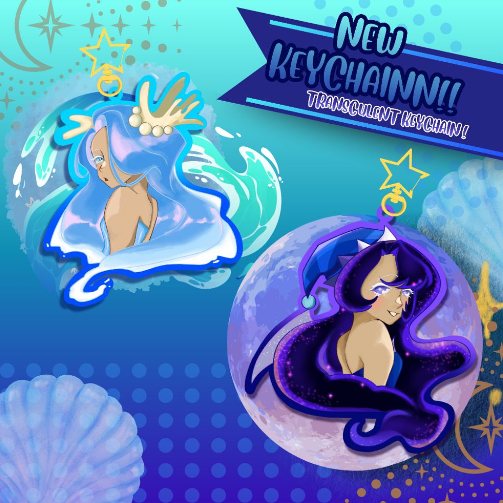 Cookie Run Kingdom Keychain " Moonlight Cookie and Sea Fairy Cookie " [ Fan Merch ]