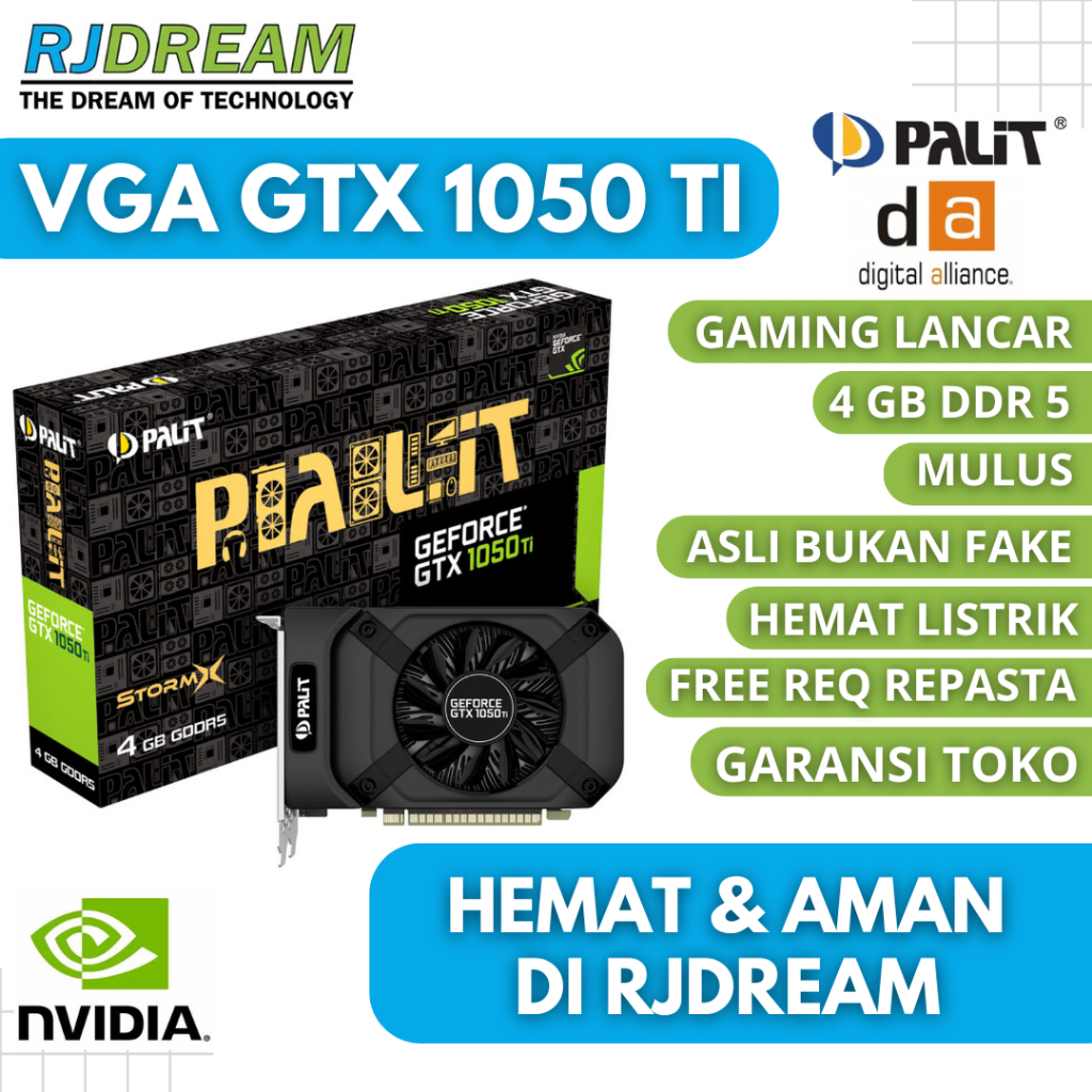 VGA GTX 1050 TI 4GB DDR5 NVIDIA BEKAS / SECOND GAMING