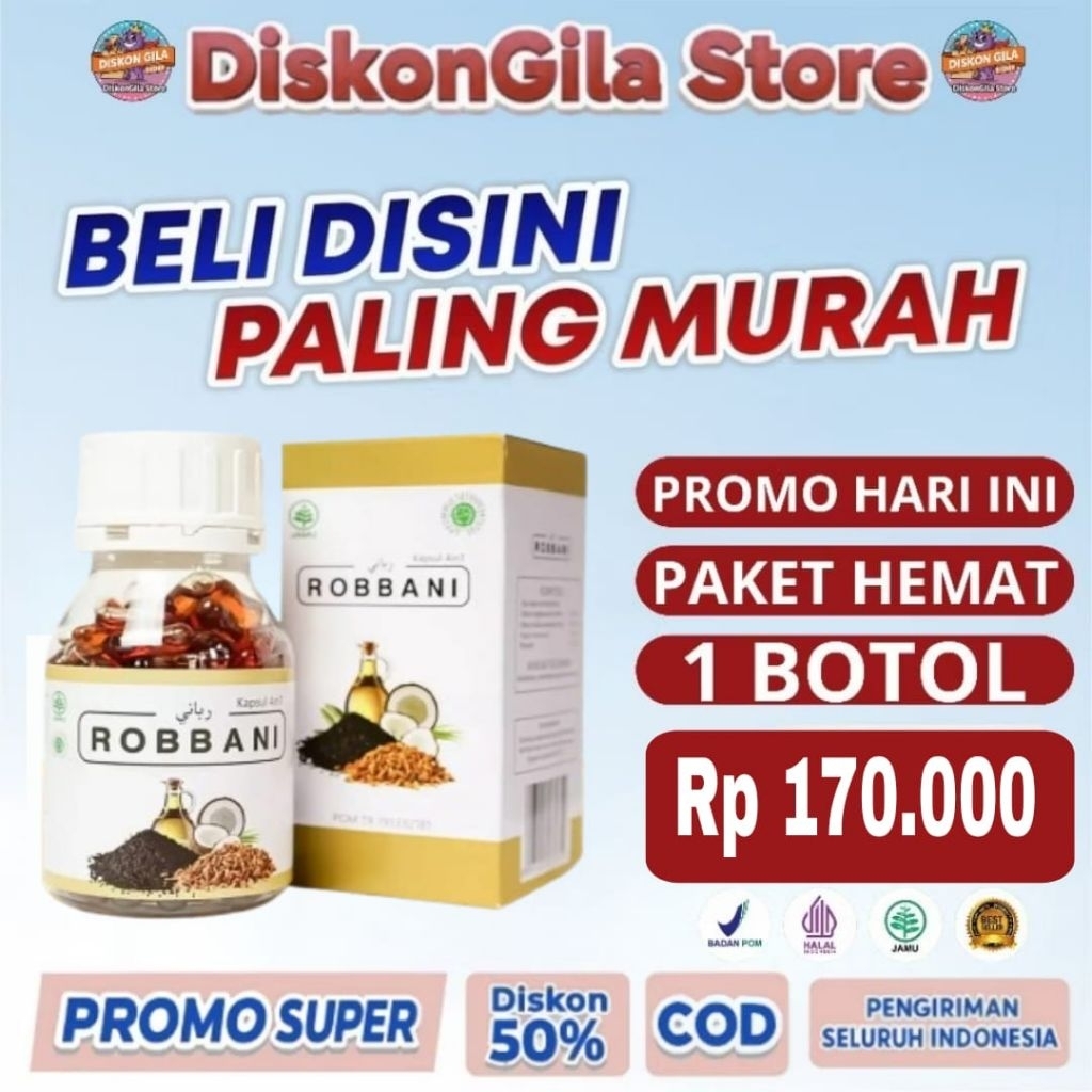 Robbani Habbatussauda Kapsul Herbal 100 Kapsul - Menormalkan Kolesterol, Hipertensi, dan Asam Urat
