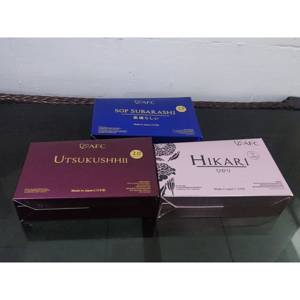 Suplemen Kesehatan AFC SOP Subarashi Gold, AFC Utsukushhii Gold, AFC Hikari ORI segel exp 2028