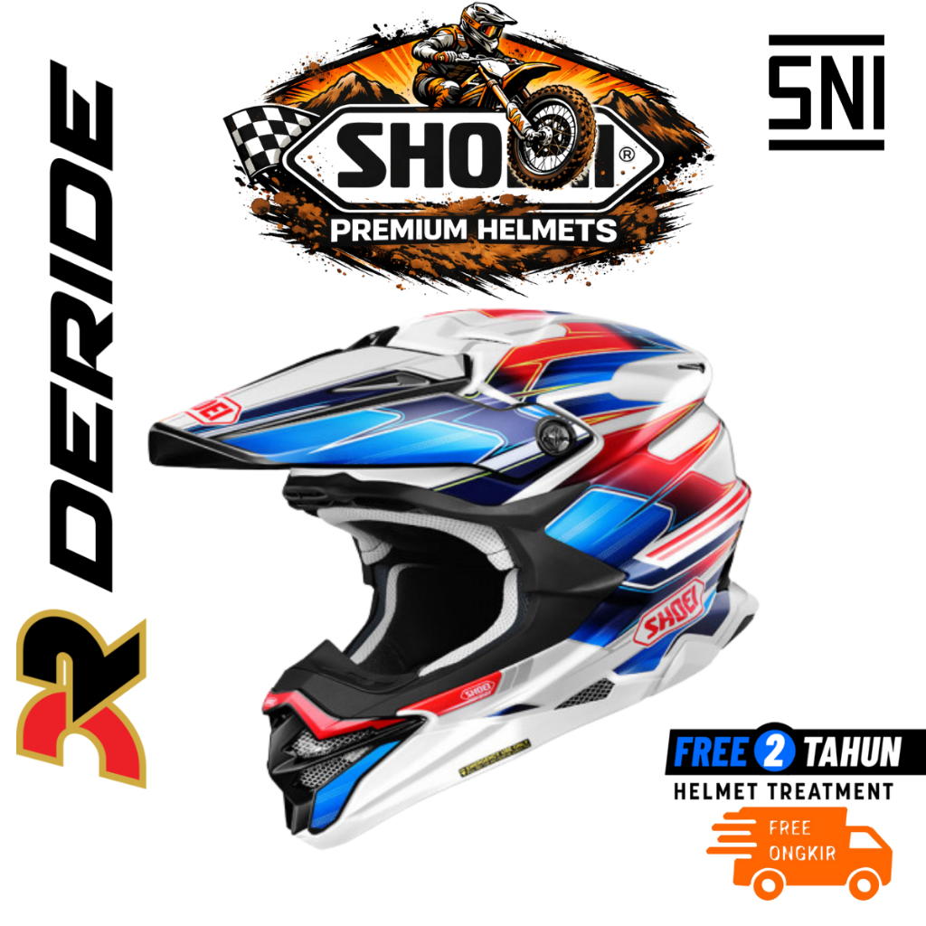 Helm Cross Shoei VFX-WR Sparkle TC-10 Motocross Helmet Off-Road Premium SNI Original