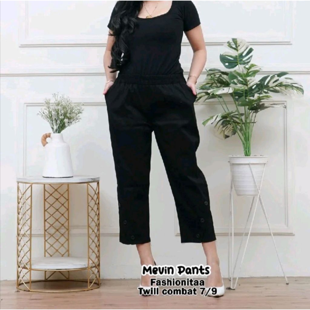 celana mevin pants celana wanita warna hitam