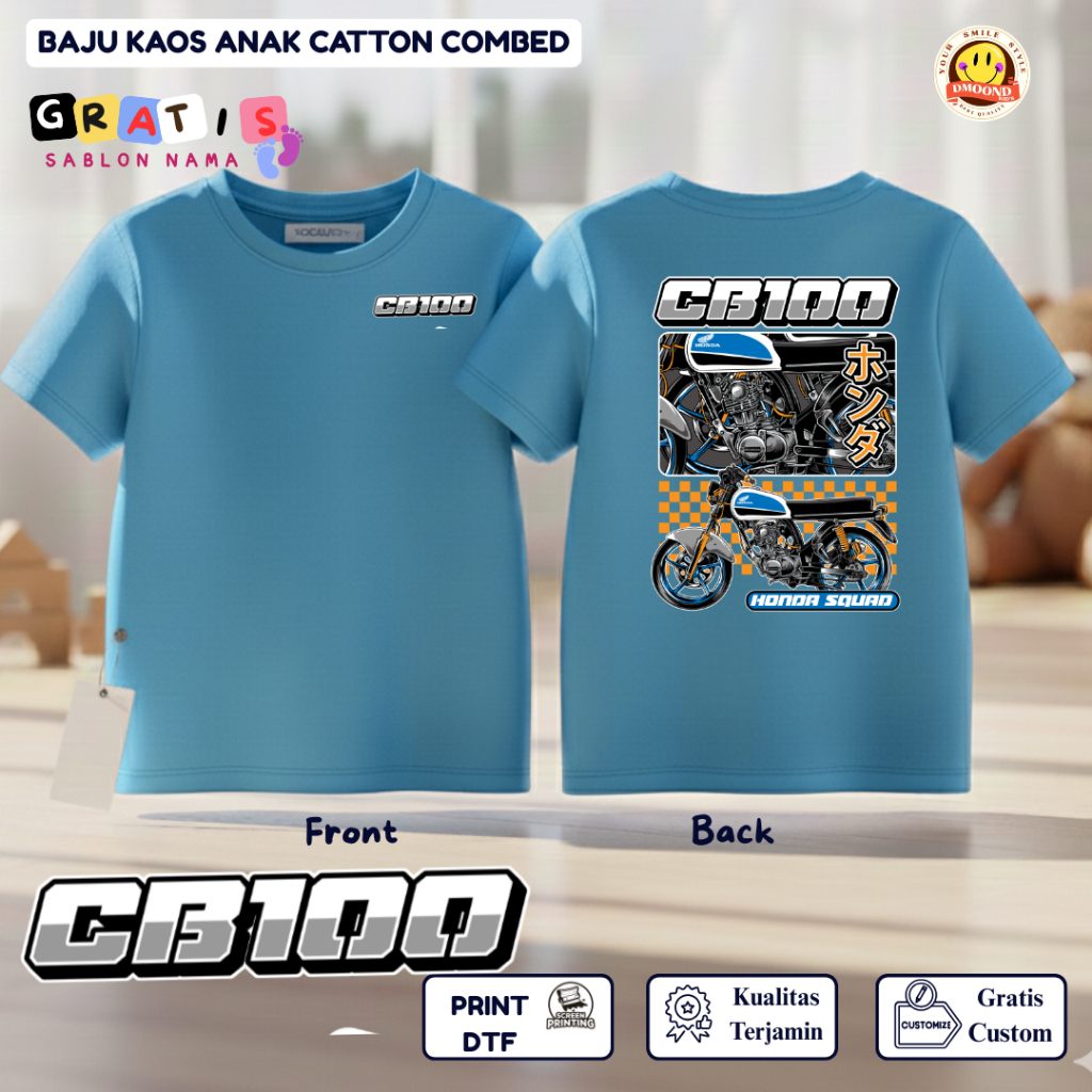 Baju Kaos Motor / Baju Kaos Anak Distro Motif Motor HONDA CB100 SQUAD