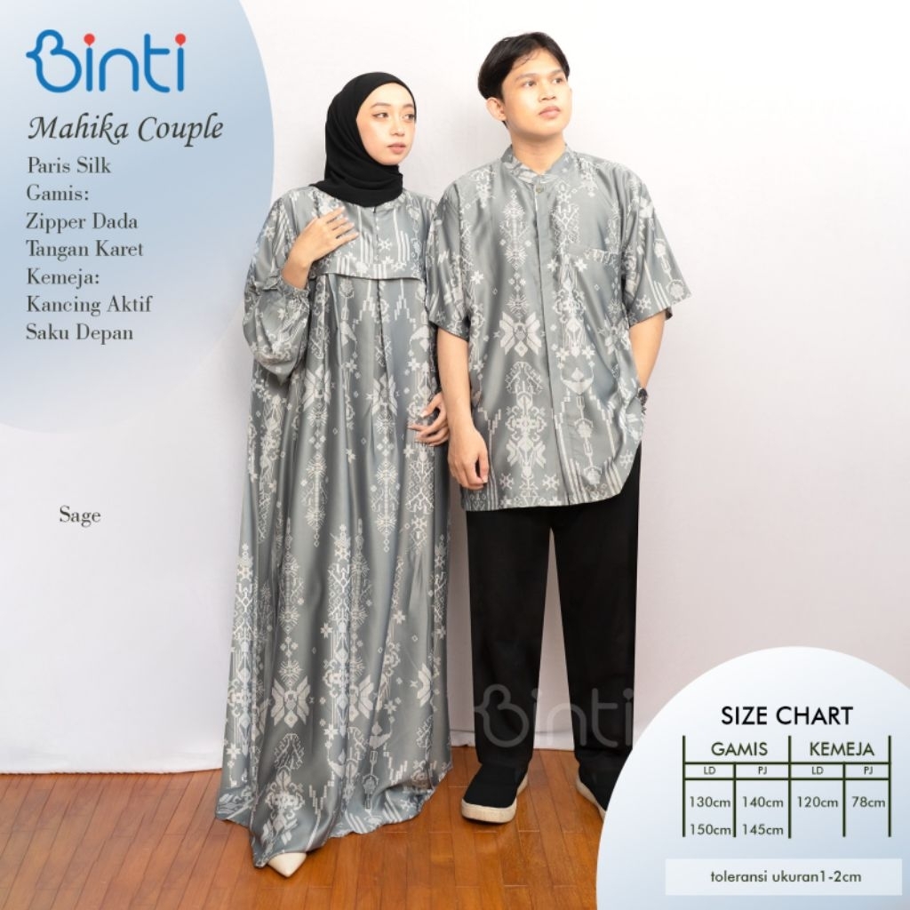 MAHIKA DRESS COUPLE LD 130 150 BAHAN PARIS SILK BY BINTI GAMIS COUPLE TERBARU GAMIS COUPLE RAYA LEBA