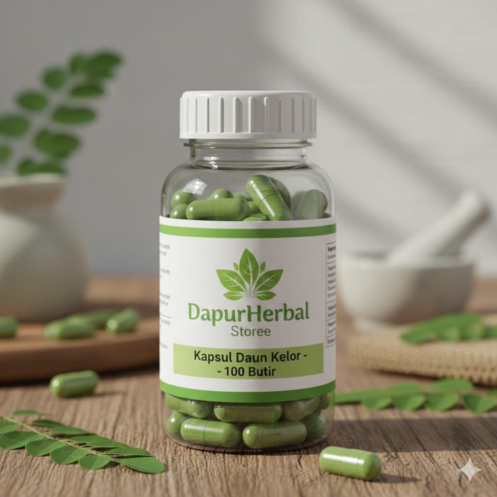 Kapsul Daun Kelor Isi 100 Butir Penuh Manfaat 100%Murni
