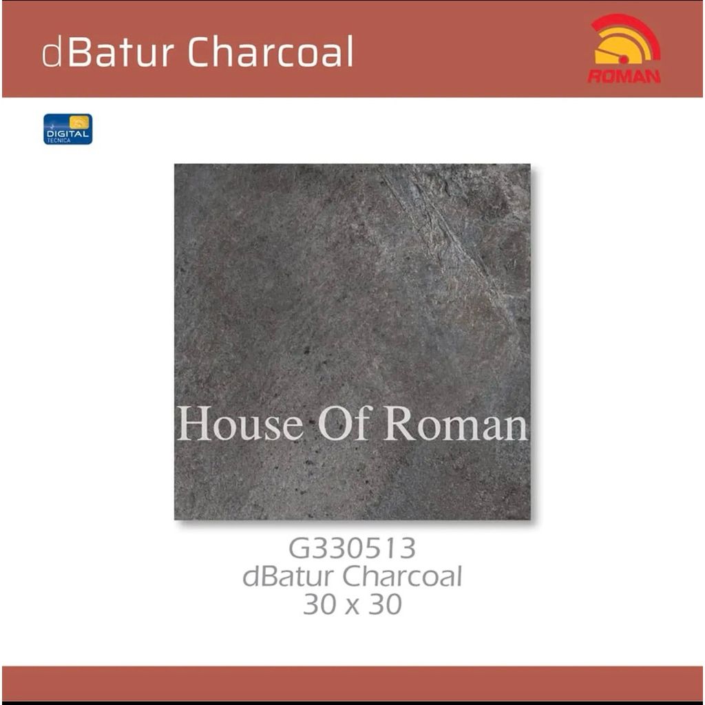 Roman Keramik dBatur Charcoal/Keramik 30x30 Garasi Permukaan Kasar/Keramik Teras Warna Gelap