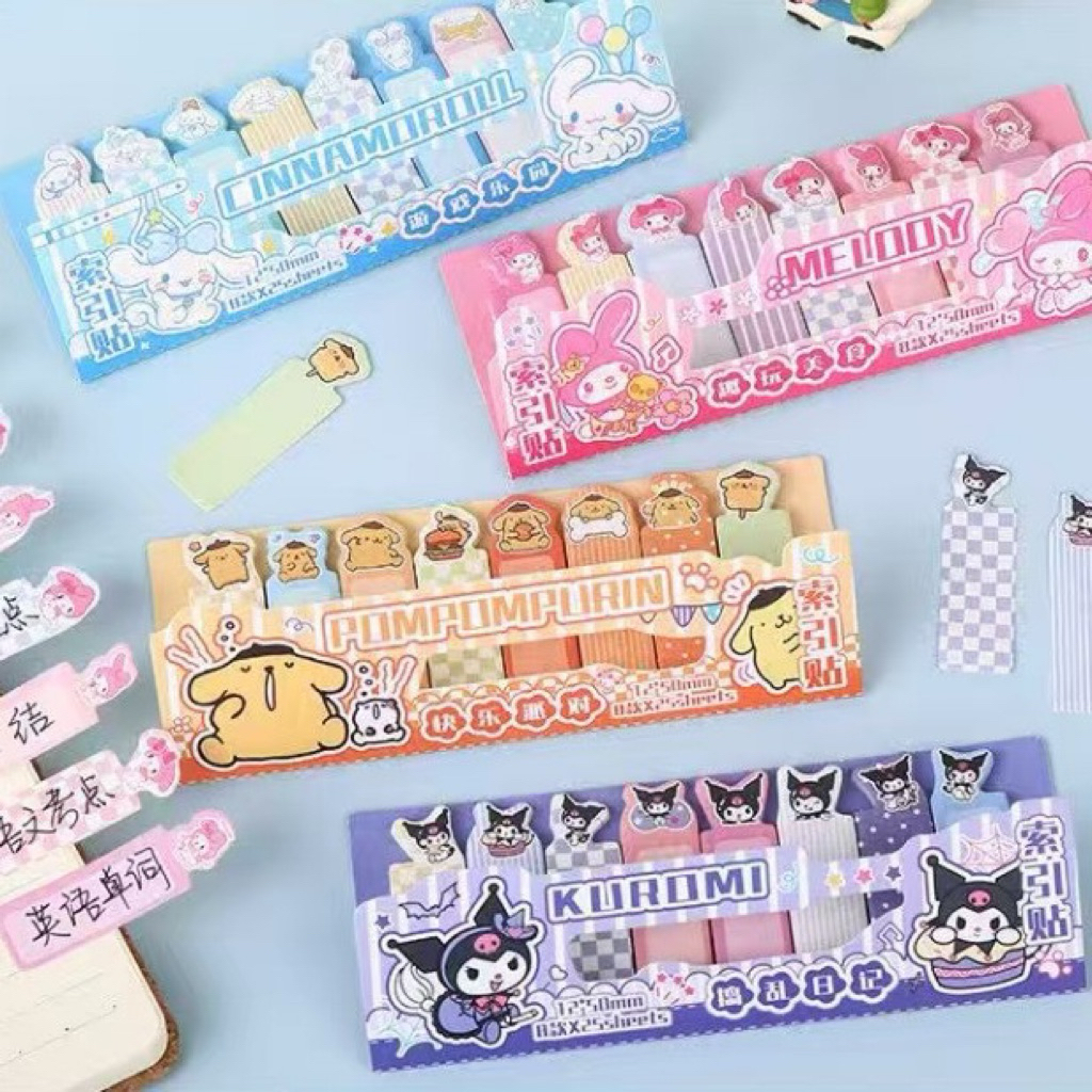 Sticky notes san*rio isi 200pcs pembatas buku karakter san*rio Melody cinamoroll kuromi pompompurin