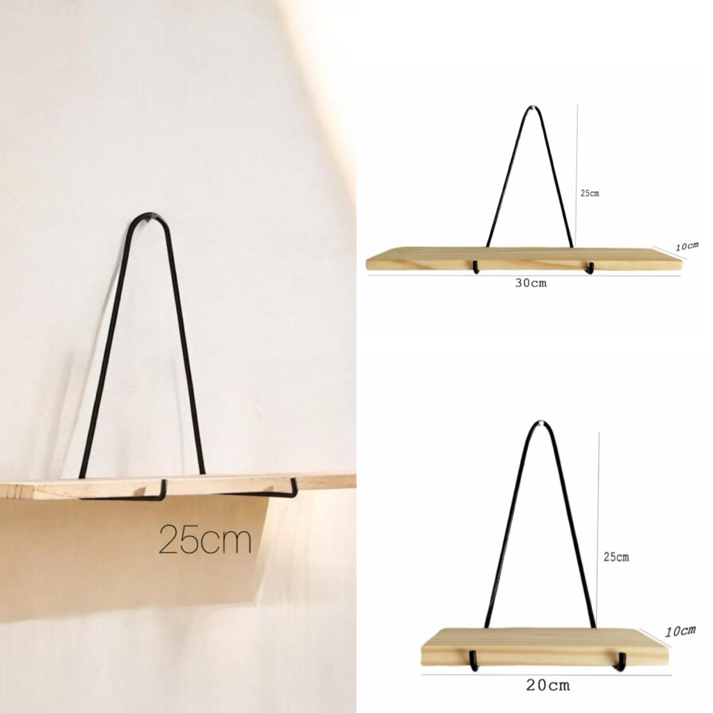 Rak Dinding Besi Kayu Ambalan, Rak Buku Rak Dinding Serbaguna Minimalis