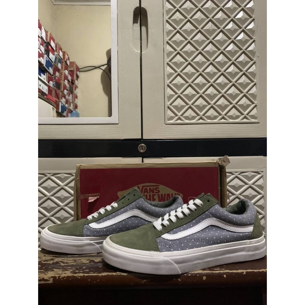ORIGINAL OLD SKOOL VANS WOMEN POLKADOT GREEN