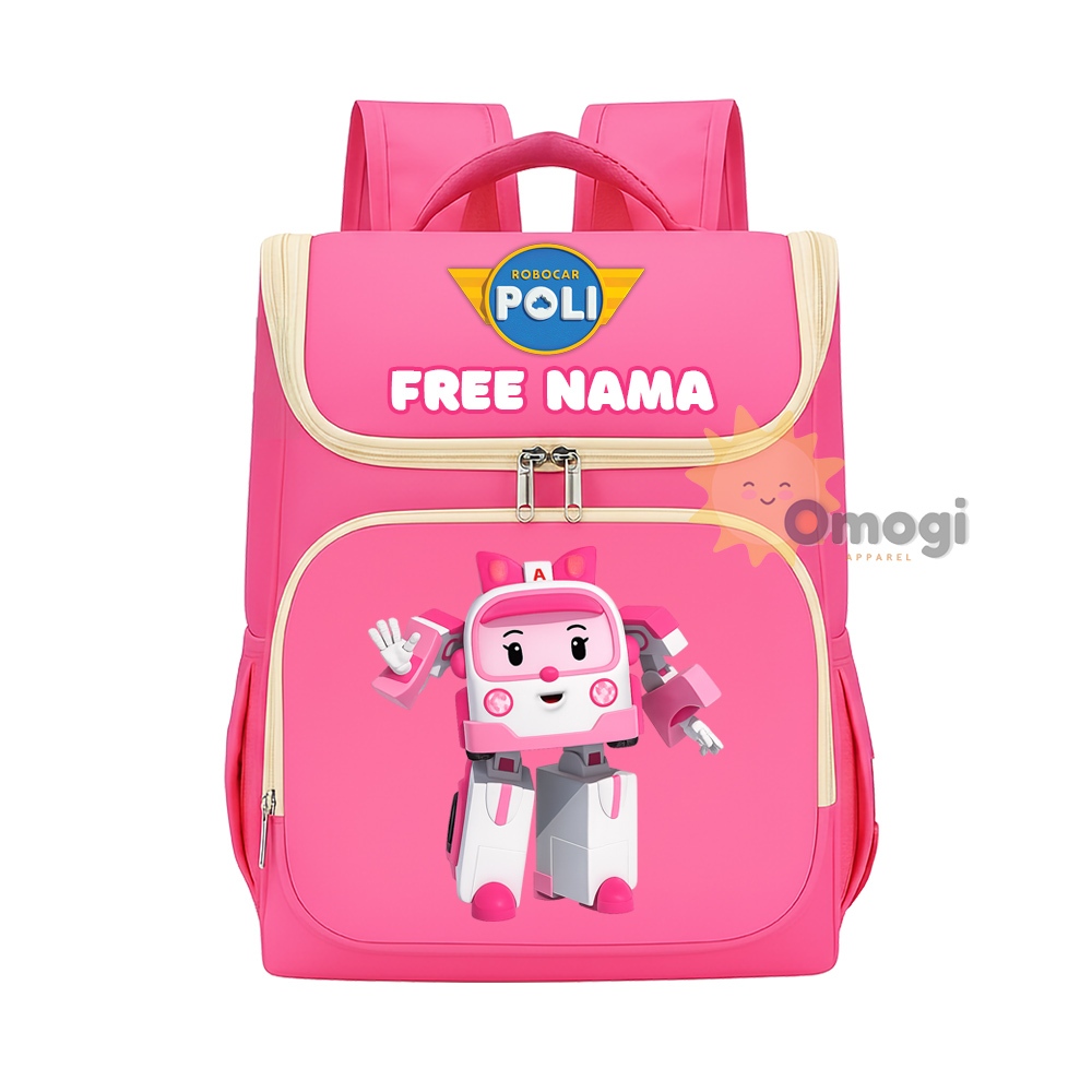 Tas Ransel Anak AMBER ROBOCAR POLI Ransel Backpack Tas Gendong Anak TK/SD Free Nama