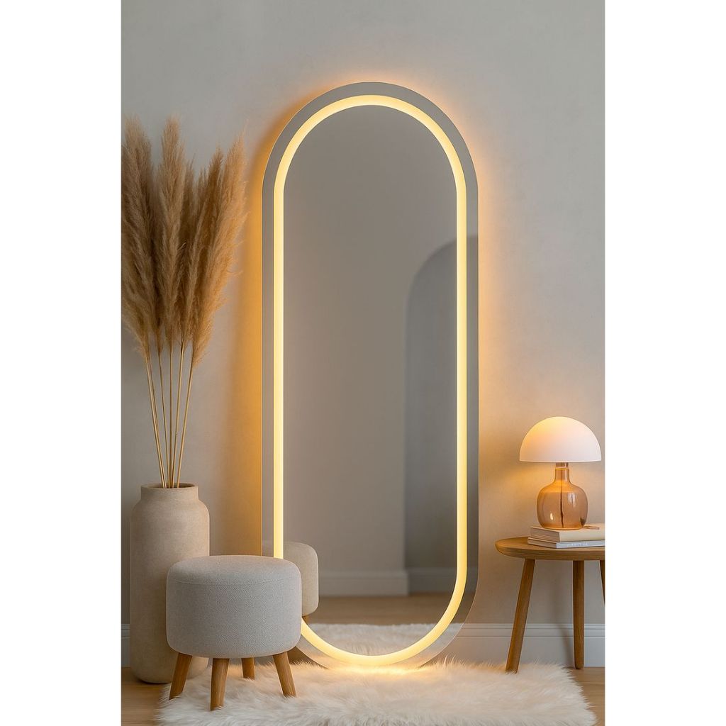 Kaca Cermin Lampu Led Full Body Lampu Led Gantung Wastafel Kamar Mandi Aesthetic Kapsul Ring Sunblas