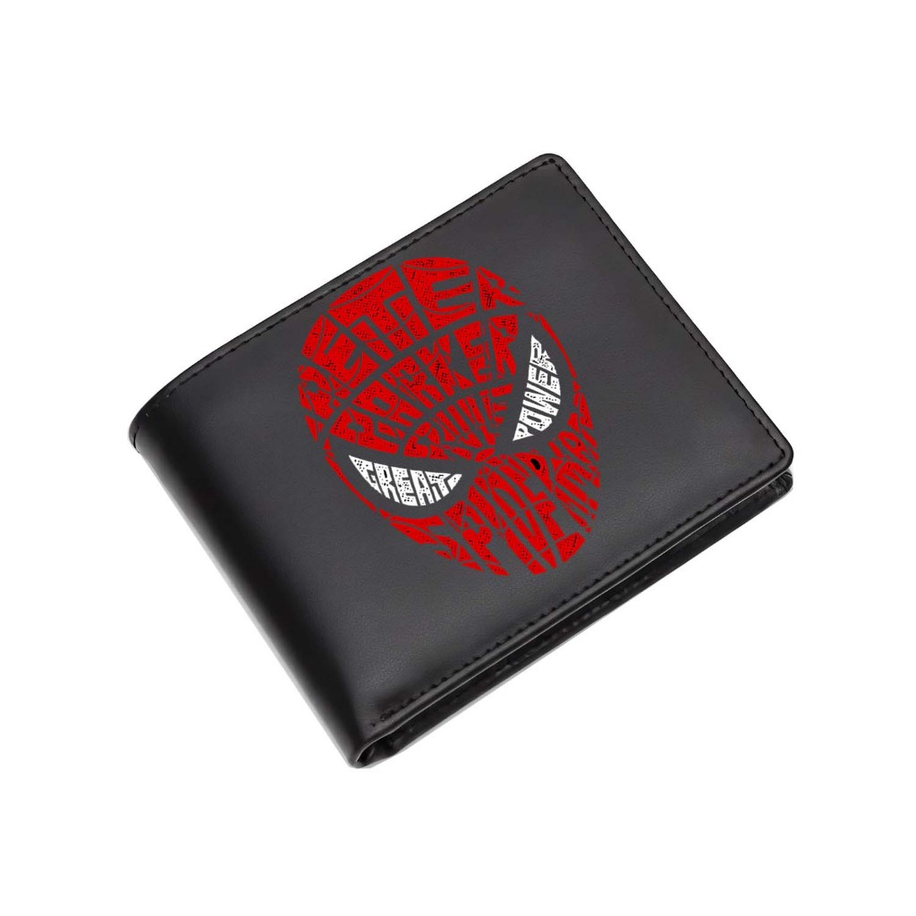 Dompet Pria Dompet Kulit cowok Dompet Lipat 2 Pendek Dompet Kulit PU Dompet Anak Motif SPIDERMAN