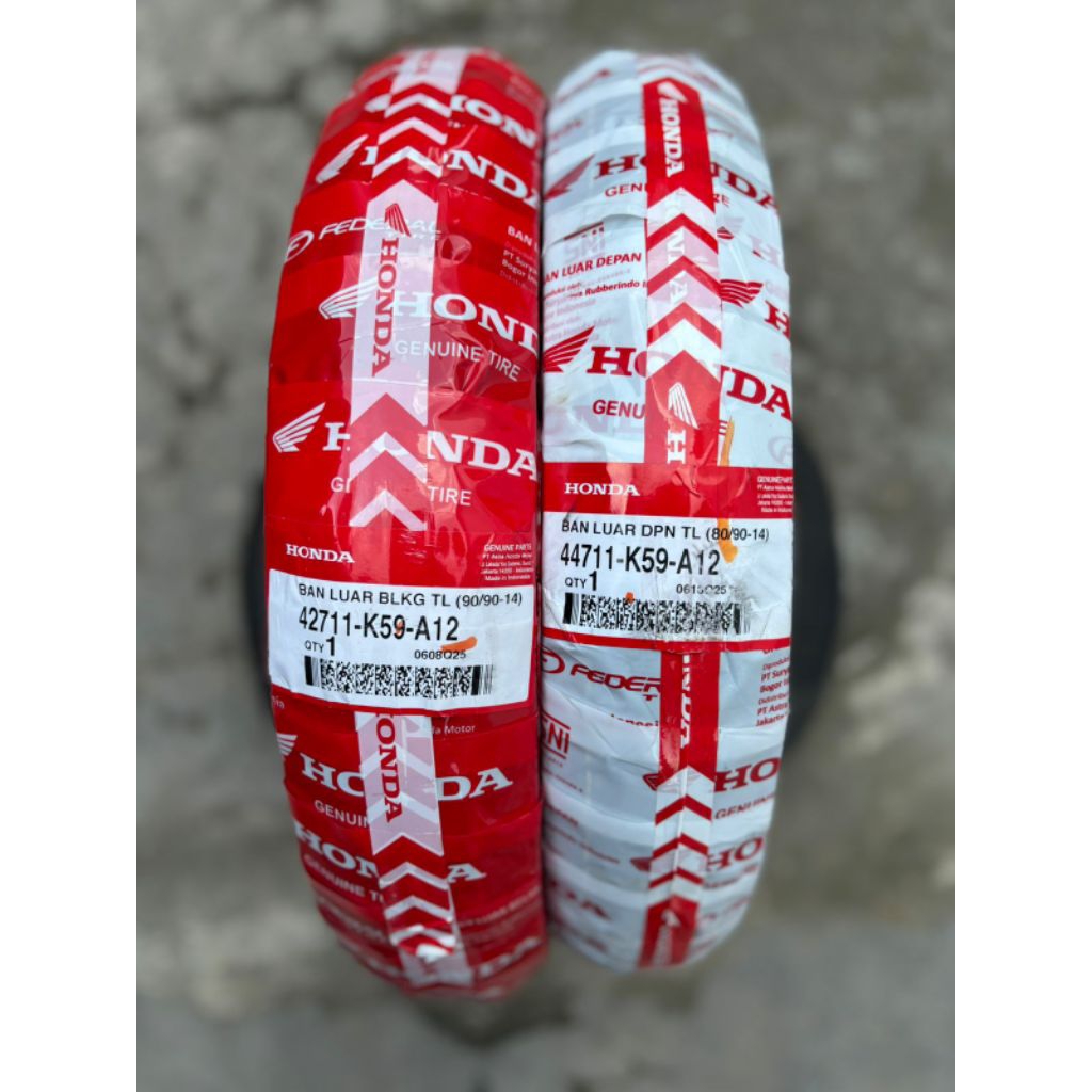 Ban Tubeless Motor Matic Honda Federal 80/90-14 - Ban Depan 90/90-14 - Ban belakang Ori, Tubeless, C