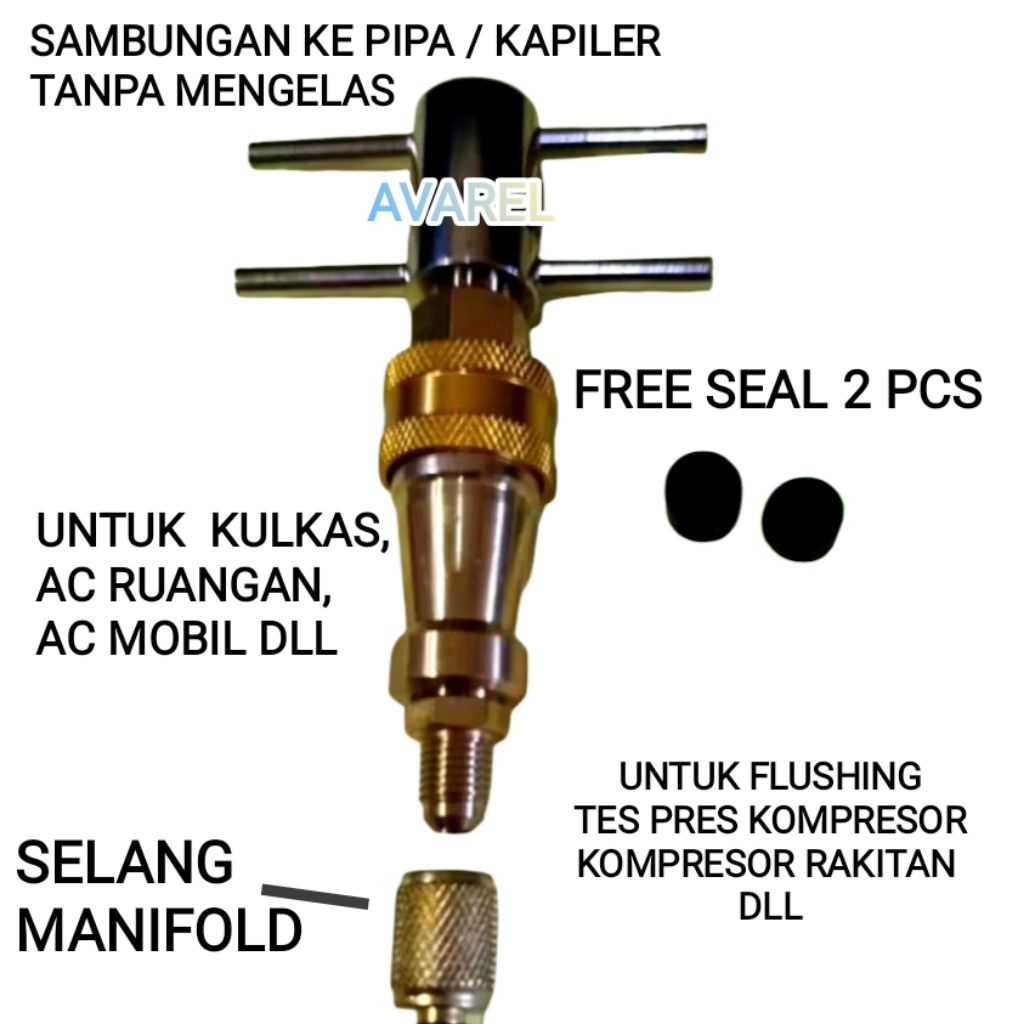 [ TANPA LAS] ALAT FLUSHING KULKAS / PENYAMBUNG  KAPILER/ PIPA TEMBAGA KE SELANG MANIFOLD#  KONEKTOR 
