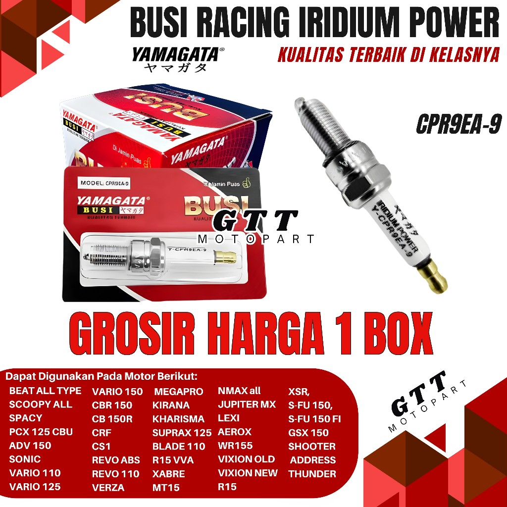 Grosir 1 BOX Busi Iridium Yamagata CPR9EA-9 Beat Vario Nmax Aerox Lexy Scoopy 110 125 150 fi esp led