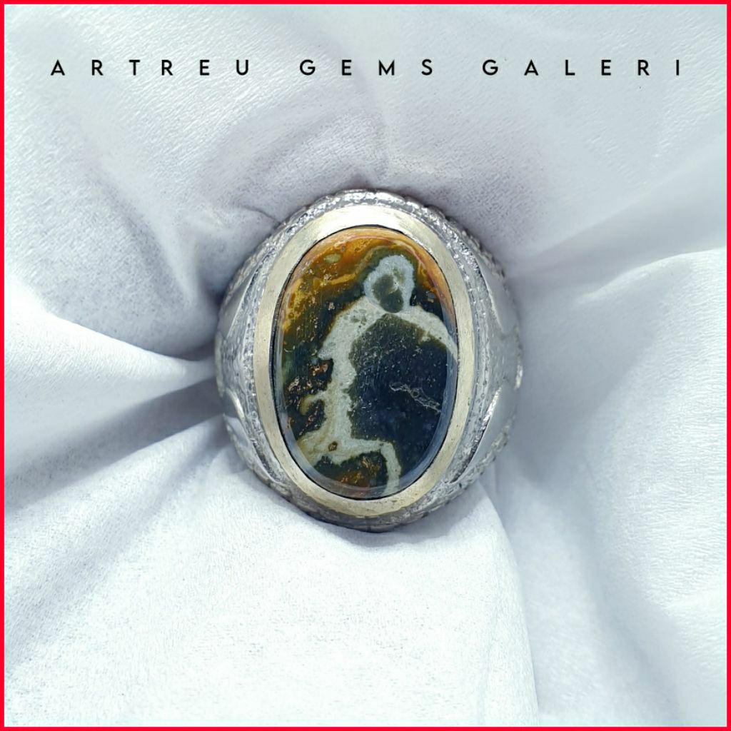 Batu Klawing Gambar ( Jin ) | COD Bisa | Cincin Batu Akik Ring 5-10