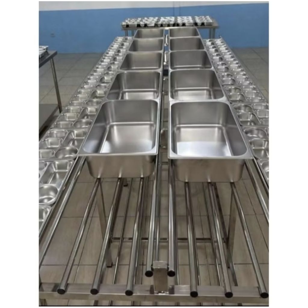 Meja Pemorsian Dapur MBG Stainless | Meja Permosian MBG | Pemorsian Dapur MBG | Perlengkapan Persiap