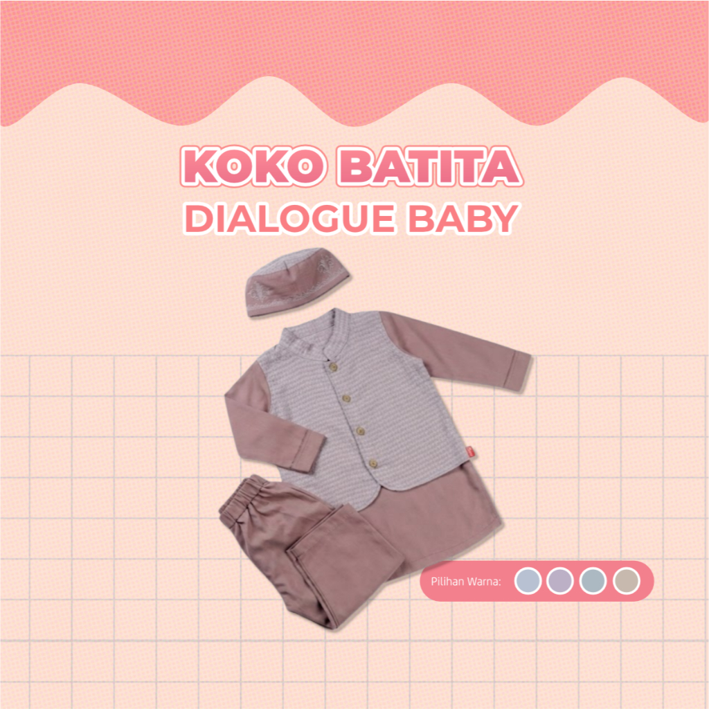 Dialogue Baby Setelan Baju Koko Batita Set Peci Usia 1-3 Tahun