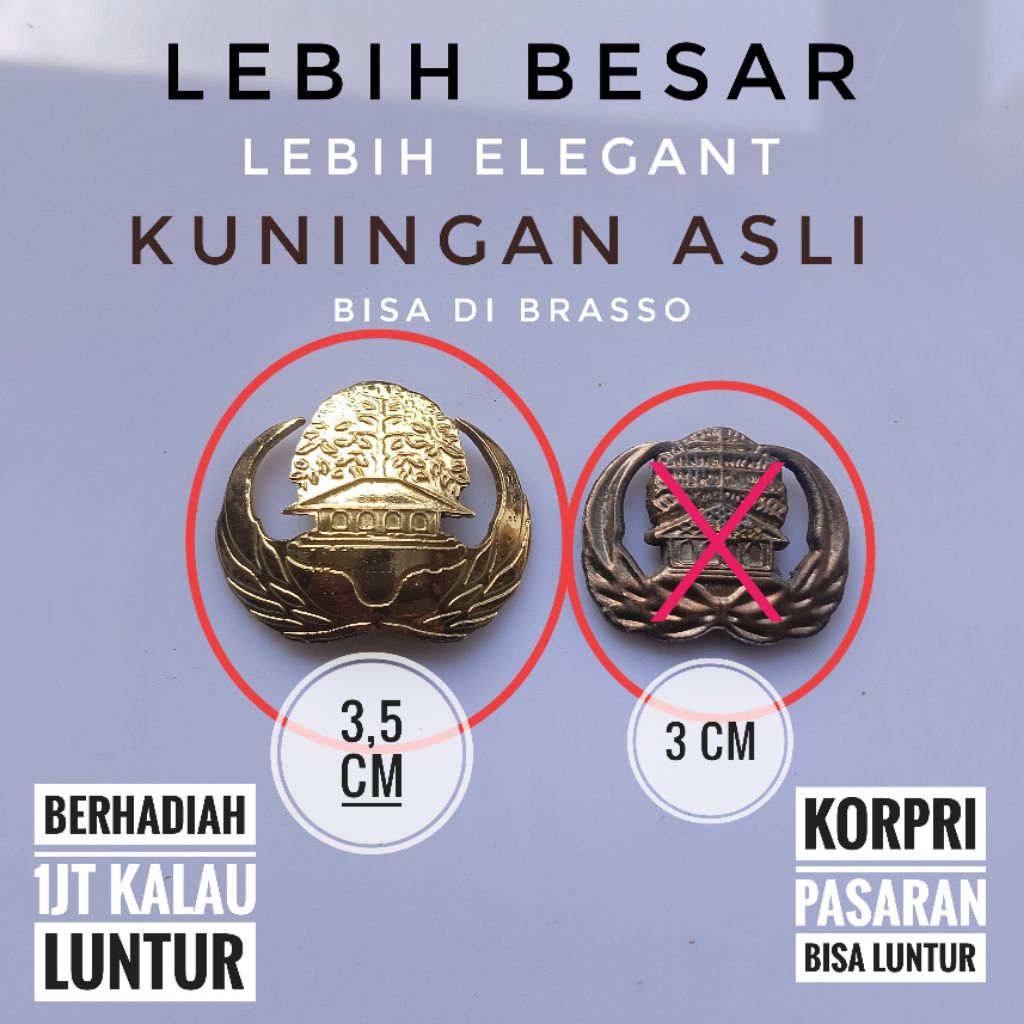 PIN LENCANA KORPRI KUNINGAN ASLI 100 % BERHADIAH 1JT RUPIAH KLO SAMPAI LUNTUR ( NO TIPU-TIPU ) Real 