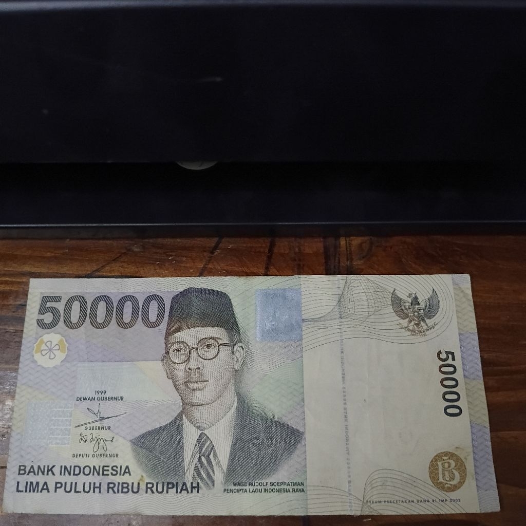 Uang kuno 50000 soepratman tahun 1999  bekas edar unik - al ikhlas
