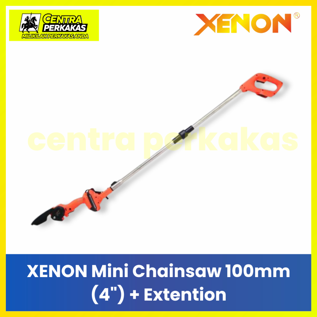 XENON Gergaji Pohon Mini Chainsaw 100mm 4" Cordless + Sambungan Gagang Panjang Extension