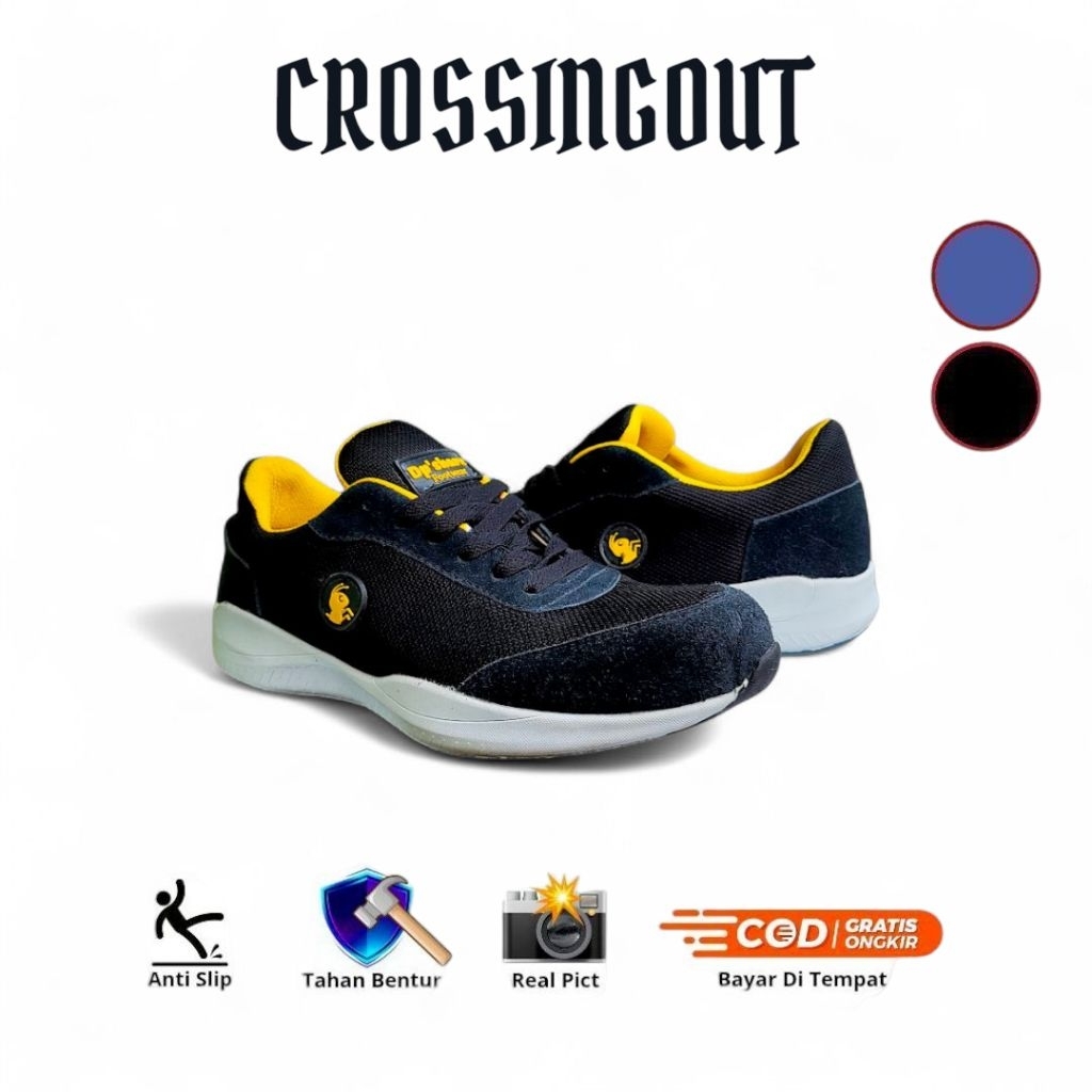Sepatu Safety Sneakers Sporty Shoes Unisex Ujung Besi Ringan Kuat Anti Slip Keren Sepatu Kerja OutDo