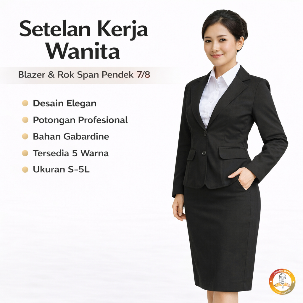 Setelan Jas Blazer Rok Pendek 7/8 Formal Dibawah Dengkul One Set Rok Pendek 3/4 Blazer Atasan One Se