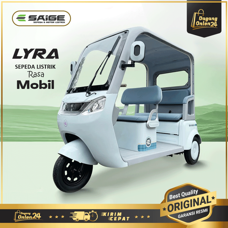 Sepedah Listrik Roda 3 Mirip Mobil Anti Air SaiGe LYRA Ebike Roda Tiga Untuk Dewasa Garansi Resmi