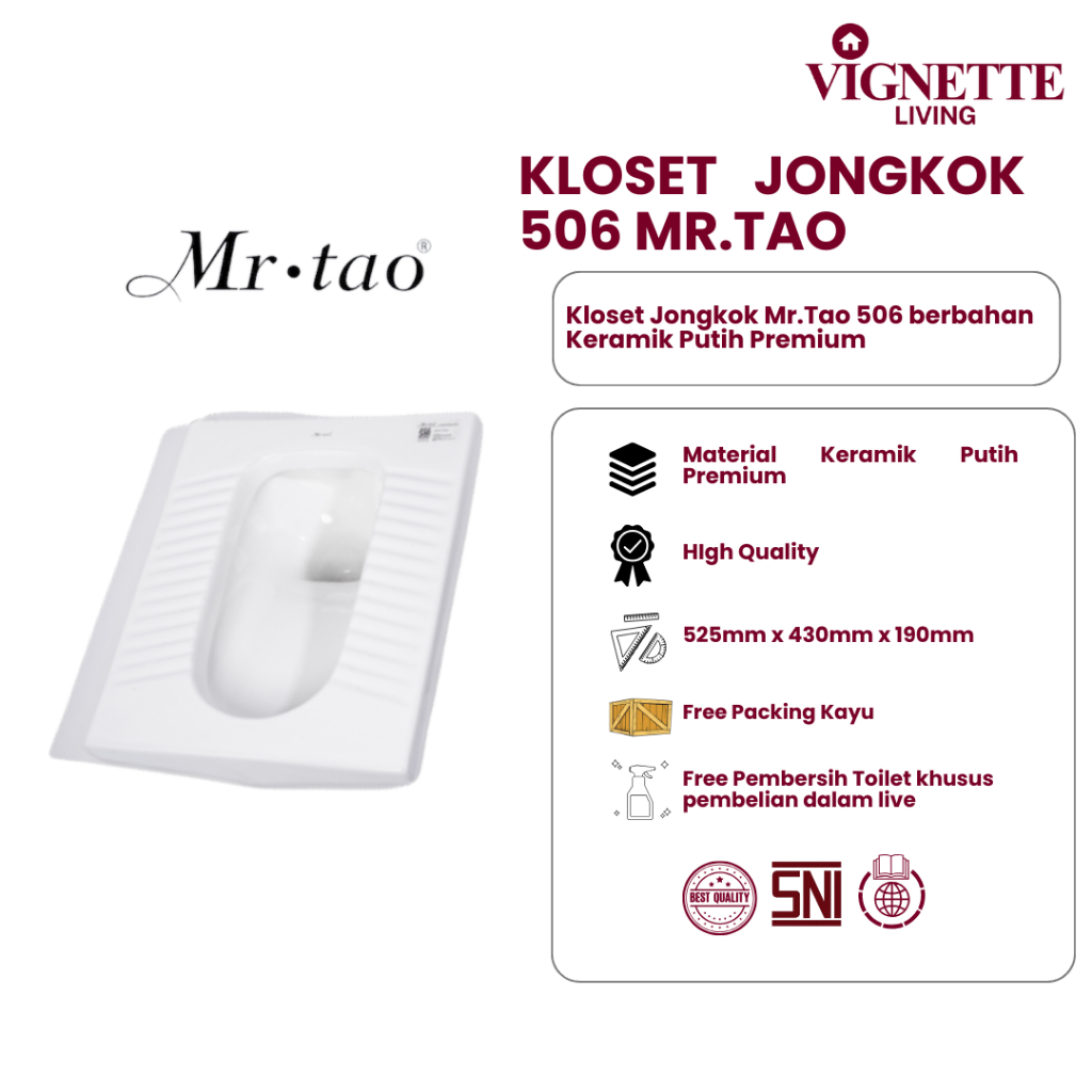 Toilet / Kloset Tutup GRATIS PACKING kloset Jongkok Mr. Tao Modern Keramik Putih