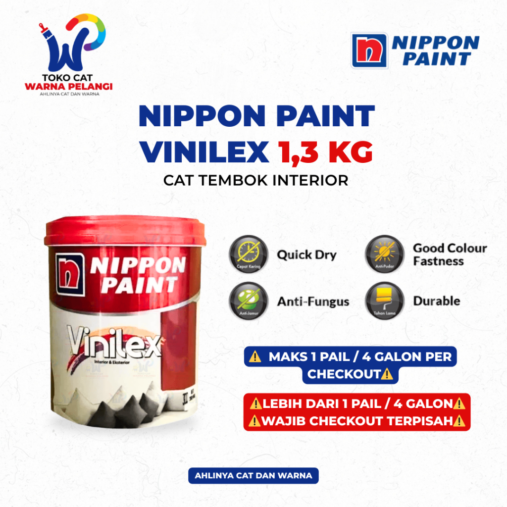 Cat Tembok Nippon Paint VINILEX 1 Kg | Cat Tinting Interior dan Eksterior Vinilex 1 Kg