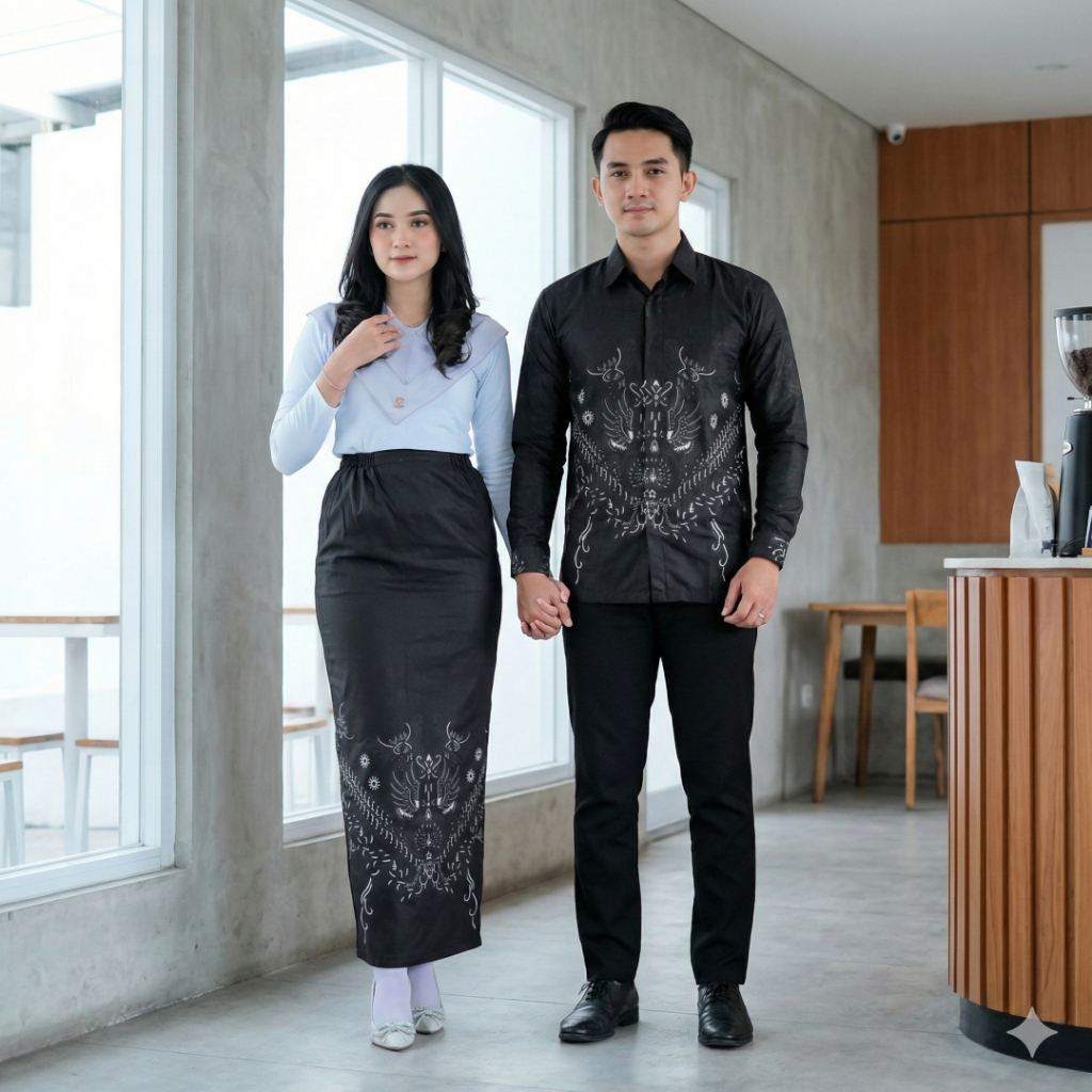 Batik Couple Termurah - Rok Batik Couple Bawahan Kebaya Modern Kemeja Slimfit Baju Batik Furing Baju