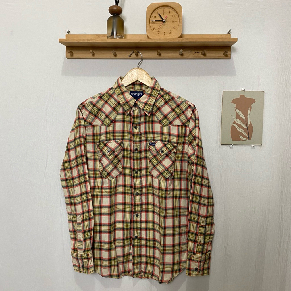 kemeja flanel panjang wrangler original pria kotak kotak