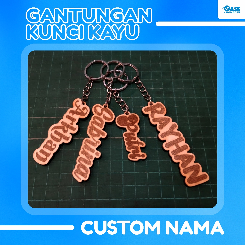 Keychain Wood Custom Gantungan Kunci Kayu Ukir Nama Custom