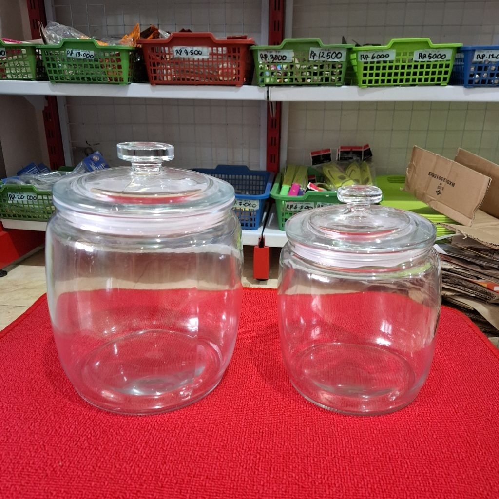 Toples Gentong KACA/Toples kerupuk kedap udara/Toples kue lebaran