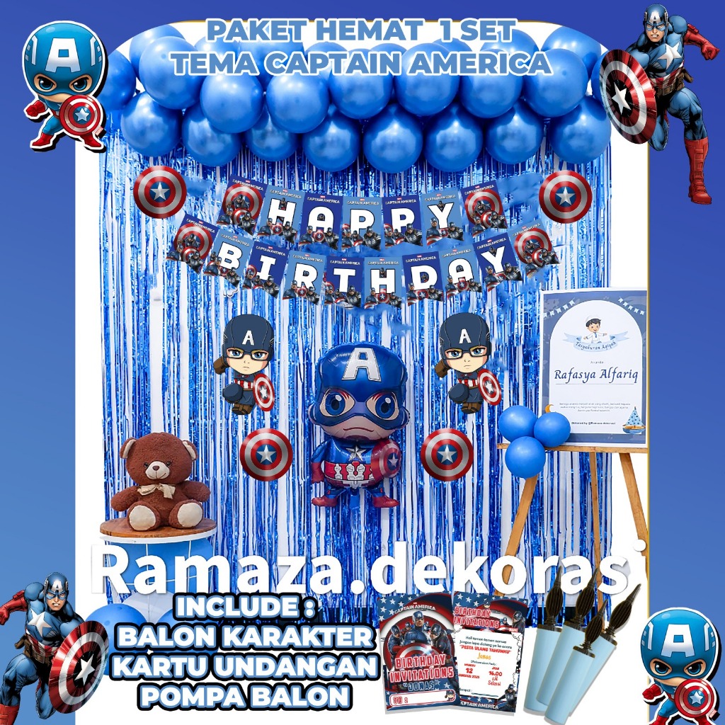 Paket Dekorasi Ulang Tahun Tirai Foil Karakter - Set Hiasan Pesta Balon Lengkap