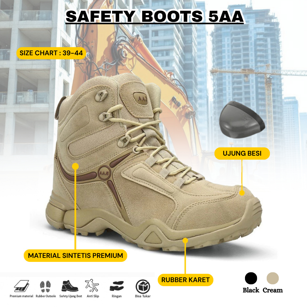 Sepatu Boots Safety Tactical Delta Satpol pp Polisi TNI Pdl PDH - Sepatu Hiking Gunung Pria Original