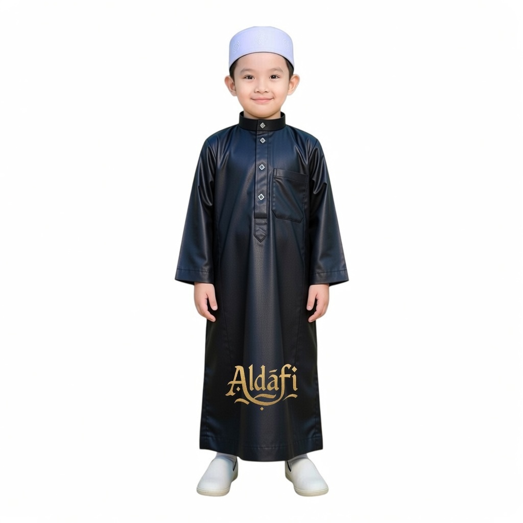 ALDAFI Gamis anak laki laki jubah anak laki laki premium kancing import polos