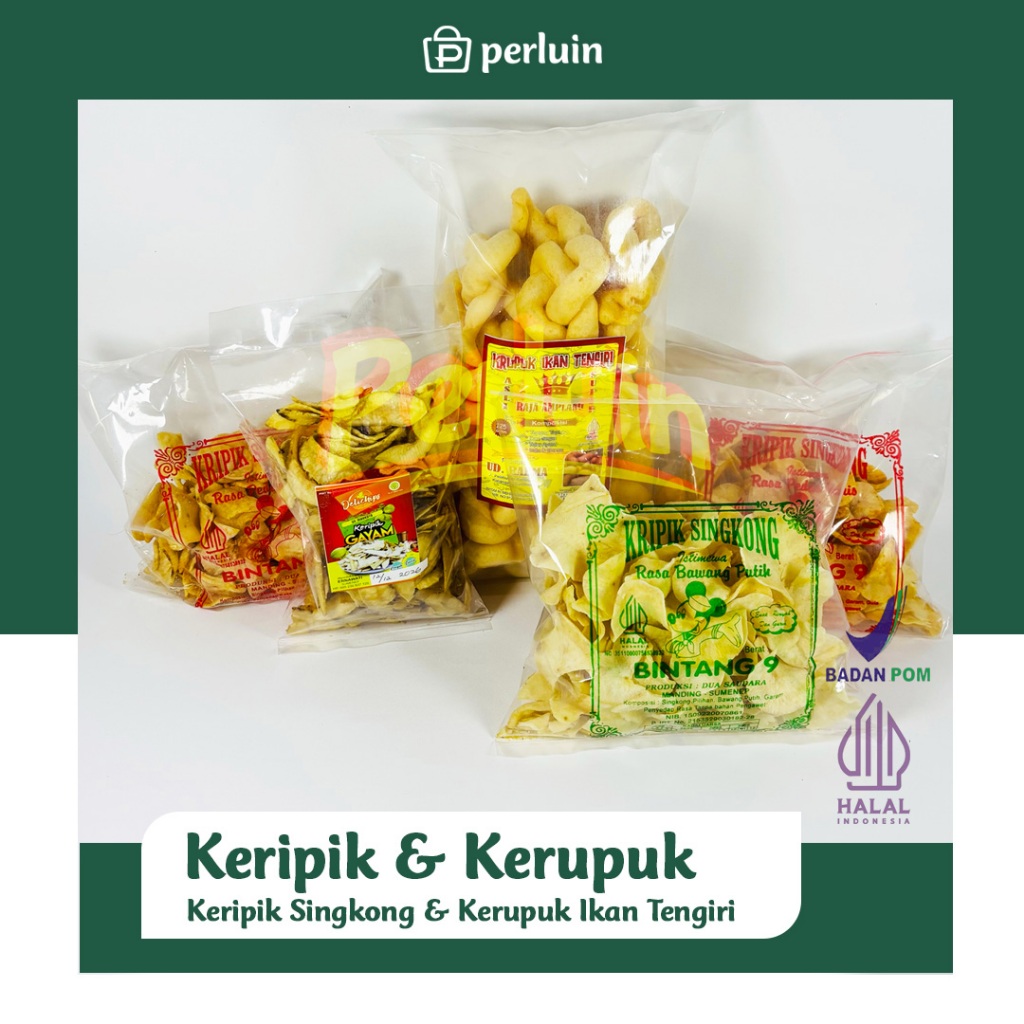 Kerupuk Ikan Tengiri Amplang | Keripik Singkong Bawang Asin Pedas Manis