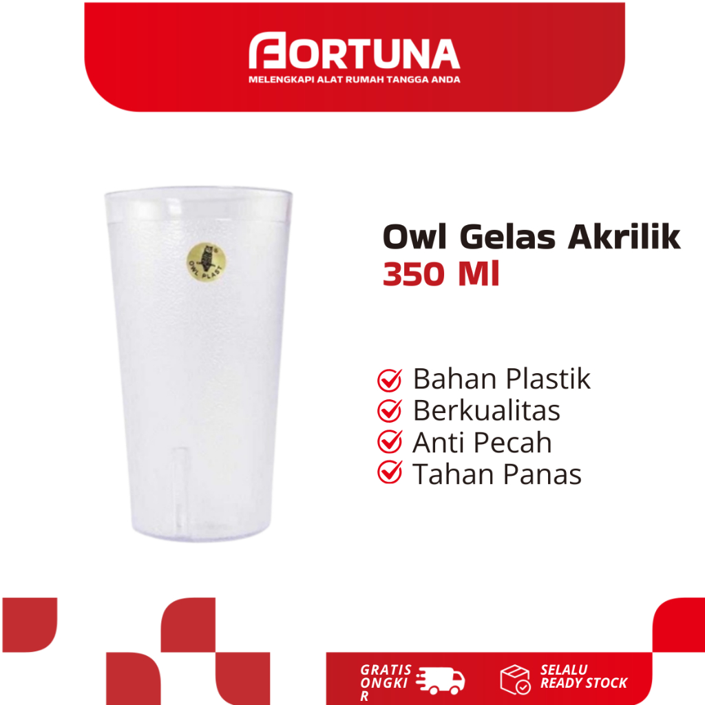 Owl Gelas Akrilik 350 ml / Gelas Plastik OWL 350ml / Gelas Minum Plastik