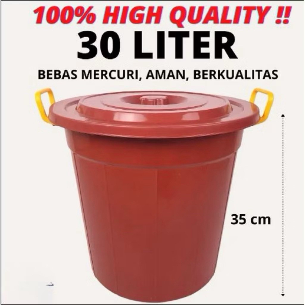 Ember Air Plastik / Ember Air Besar 30 Liter Plus Tutup/ Ember Air Besar Warna