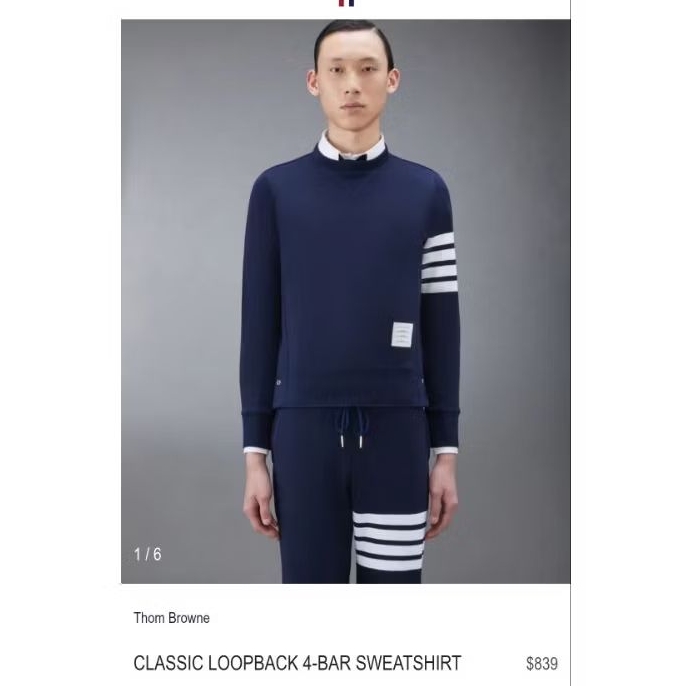 CN Crewneck Sweater TB Thom Browne Japan Classic Loopback 4 Bar Sweatshirt Size 3 M Fit L