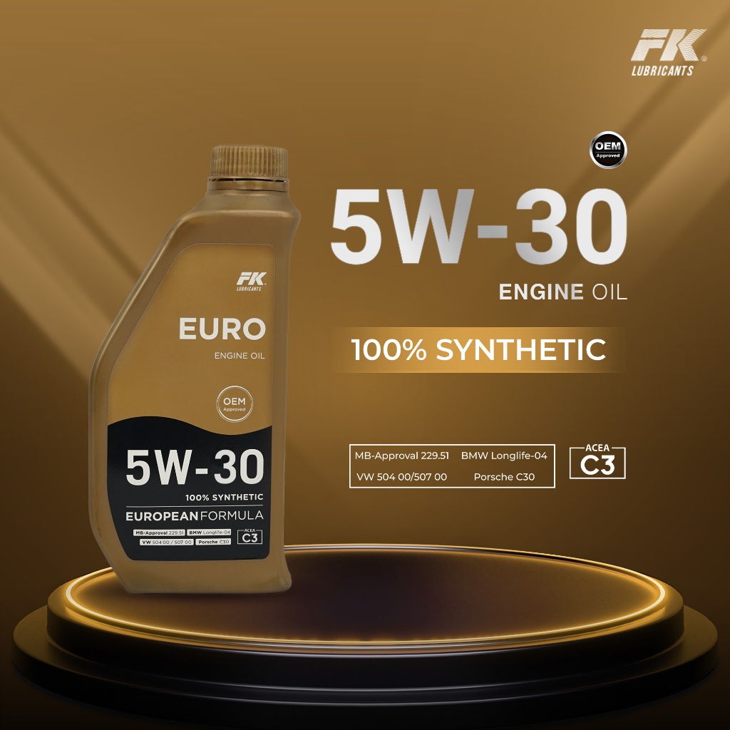 FK Lube, Euro 5W-30, ACEA C3, 100% Synthetic, 1 Liter, Oli Mobil Eropa