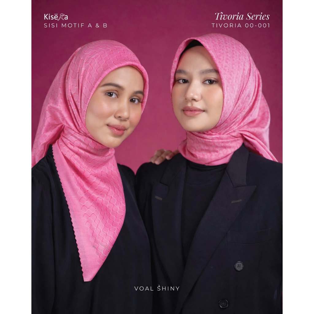 TIVORIA 001 - 23 M | Kerudung Hijab 4 Warna 1 Motif Artificial Texture, Jilbab Praktis Cantik | Voal