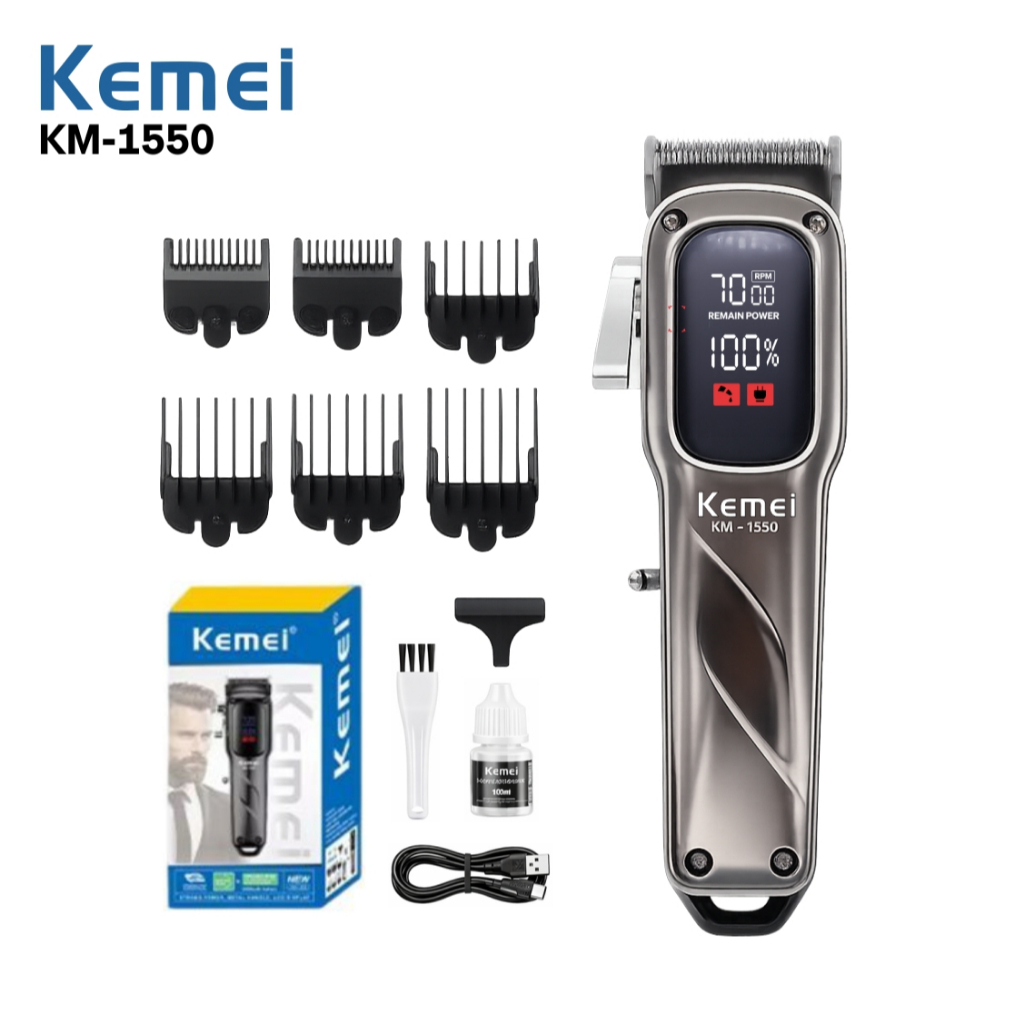 KEMEI KM-1550 Cukur Alat Cukur Rambut Kemei KM-1550 Metal Body USB Type C