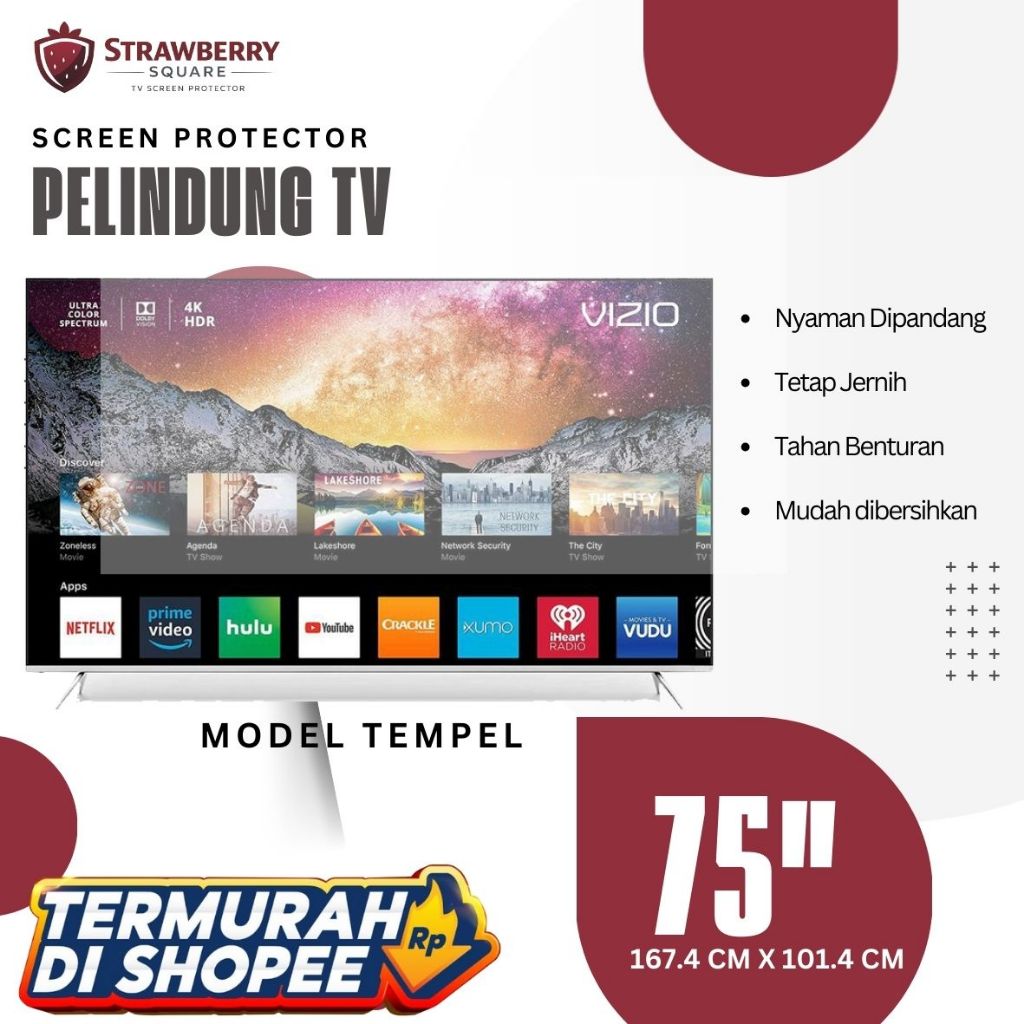Pelindung Layar TV LED 75"inch-Akrilik - Screen guard - Tempered glass